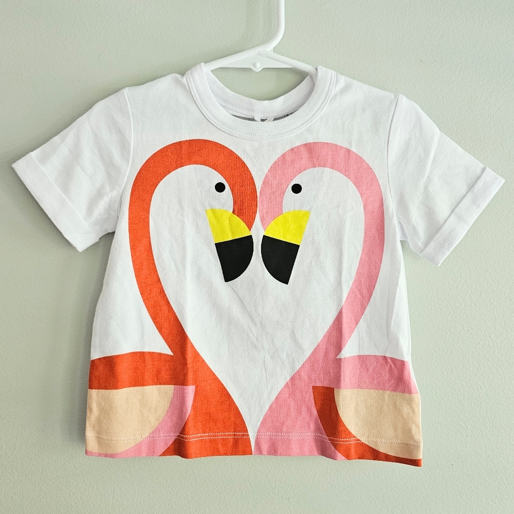 NWT Stella McCartney Kids Flamingo Heart Short Sleeve Tee Shirt